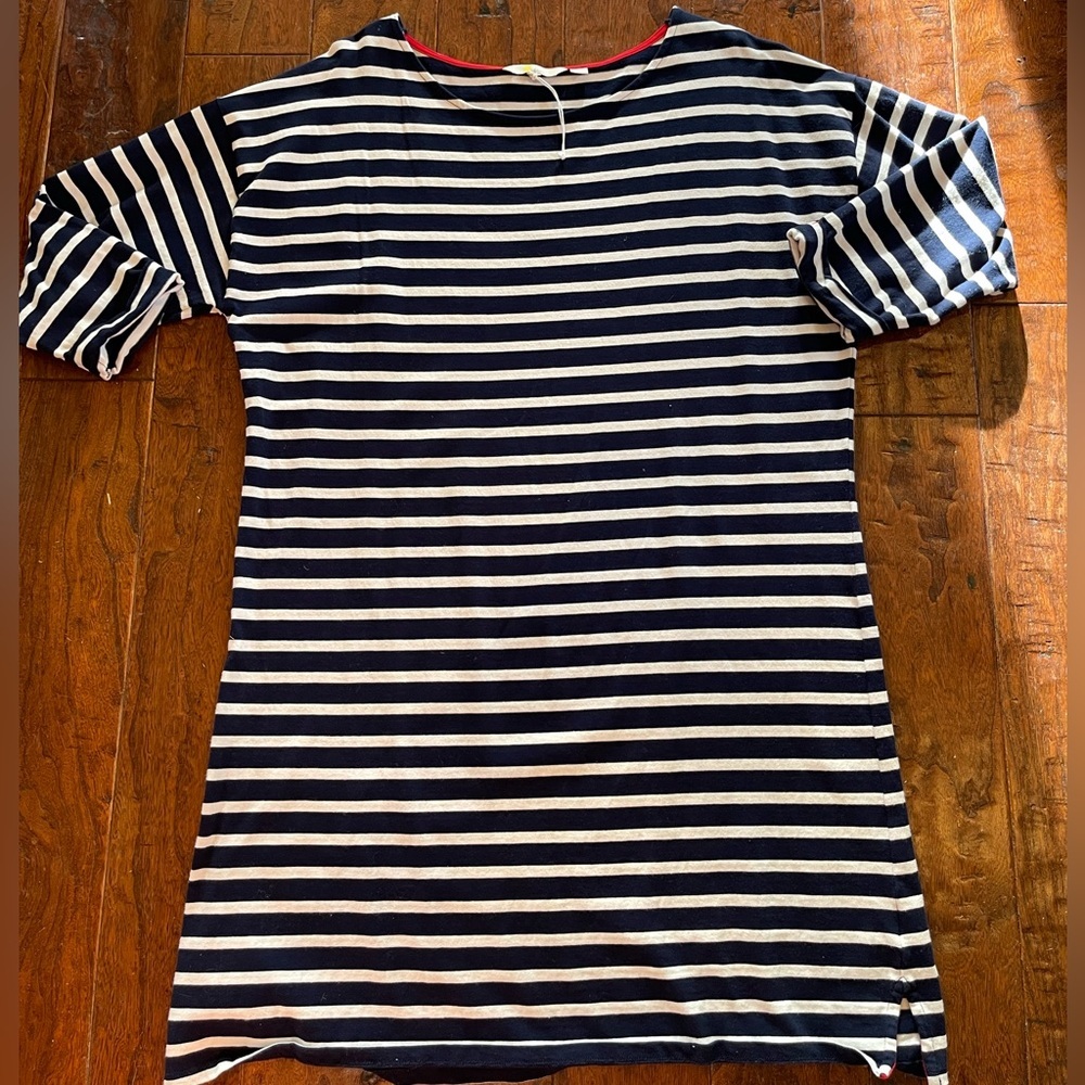 Boden Blue and Cream Puff Sleeve Dress